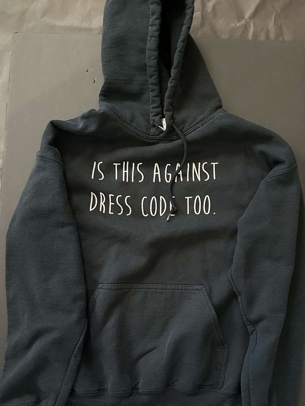Gildan Black Pullover Hoodie with White Text Graphic
